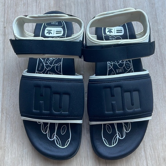 Pharrell x Adilette 2.0 Slide 'Black White sz 13 - Picture 2 of 13